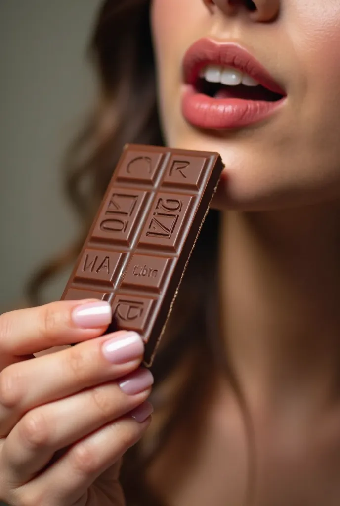 Imagine the best chocolate for girls that relieves menstrual pain, as if it were an old chocolate bar, Show your packaging and physical chocolate, Make it more feminine, Put the name CHOCO ALIVIO, Show the chocolate bar being held by a woman enjoying it wh...