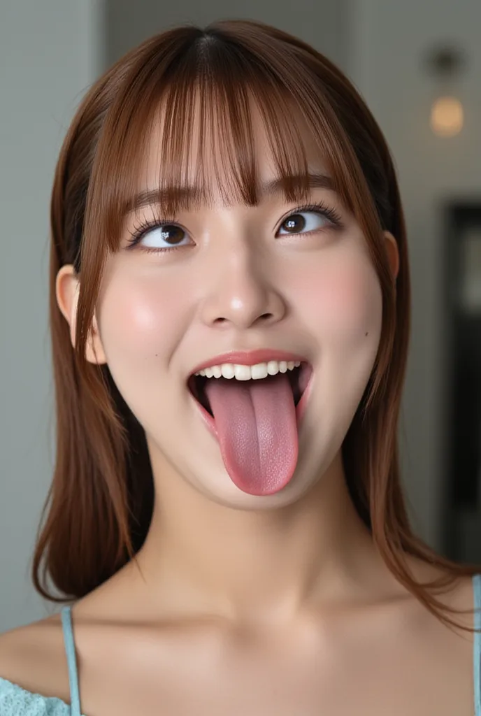 My Drooling Tongue   、  It's Just an Inconspicuous Tongue 32k 8k Ultra High Definition Masterpiece,  well-groomed face, Realistic eyes, High Brightness, Real Eyes,  open my eyes wide ,  as shown in the picture,  focus on a Japanese-style room、Focusing on f...