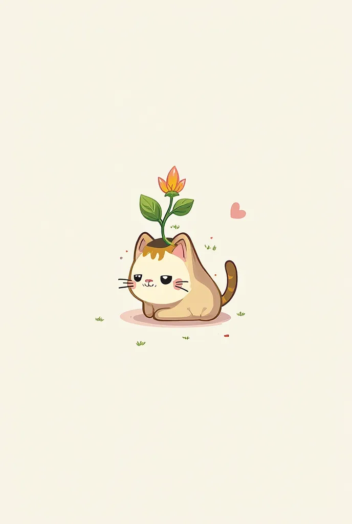 Create a cat logo with. A little plant in the head 