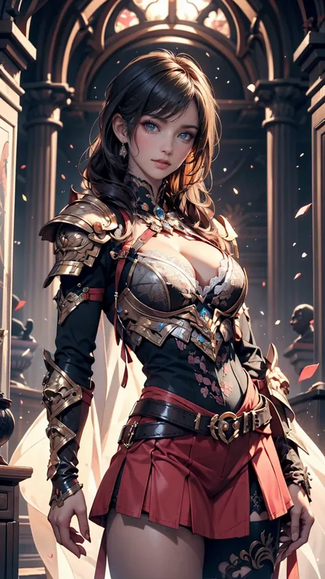  sexy woman wearing a platinum and pink lotus lace armor skirt, ArtStationの程維潘, Jan J, Detailed Fantasy Art,  Detailed Fantasy Art ,  In the form of、Fanart Best Art Station , Spectacular and exquisite character art, Beautiful Armor, very elaborate art germ...