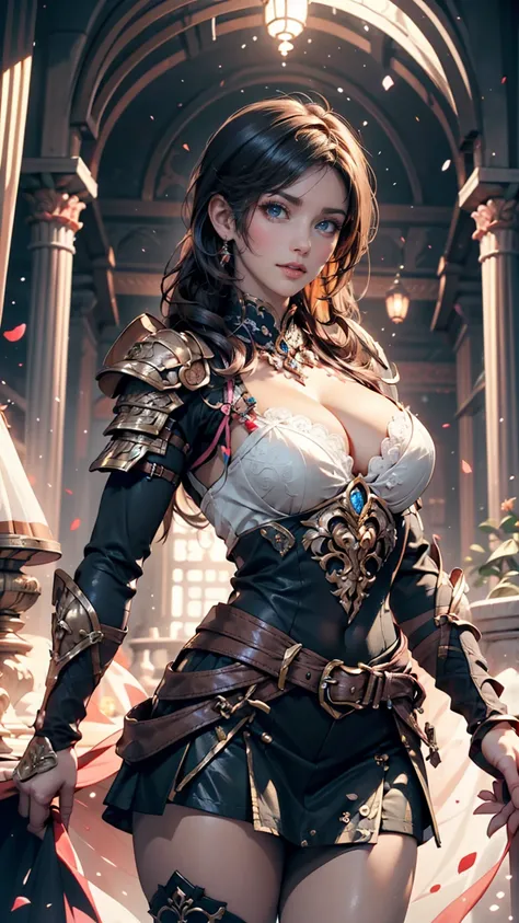  sexy woman wearing a platinum and pink lotus lace armor skirt, ArtStationの程維潘, Jan J, Detailed Fantasy Art,  Detailed Fantasy Art ,  In the form of、Fanart Best Art Station , Spectacular and exquisite character art, Beautiful Armor, very elaborate art germ...