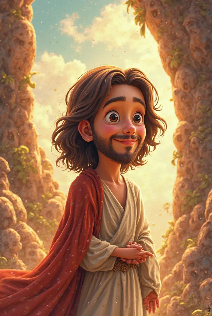 A drawing of Jesus with Disney Pixar-style animation