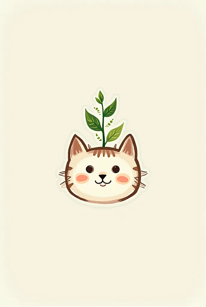 Create a cat logo with. A little plant in the head 