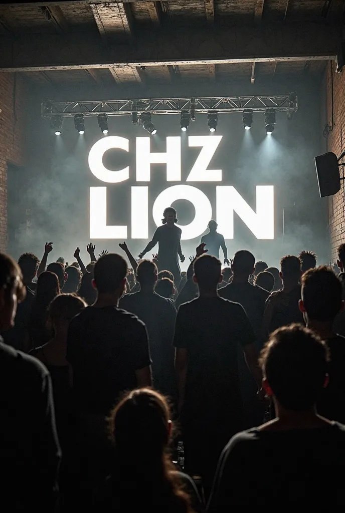 
Undergroud rap concert that says CHZ Lion on the screen