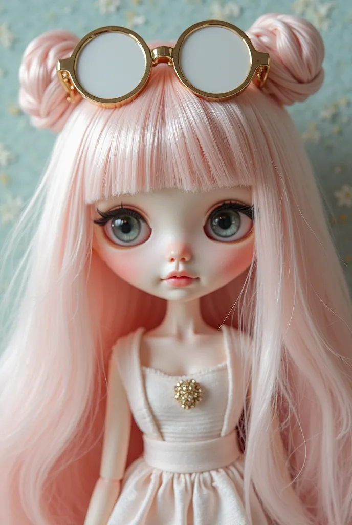 Blythe doll, straight hair, Open fringe, glasses