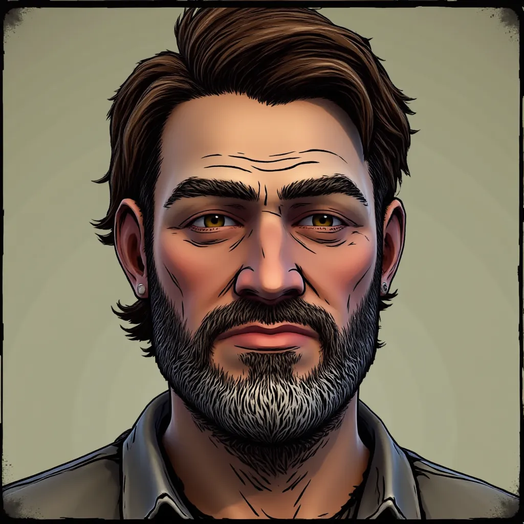 jeffrey dean morgan, clean shaven, head model, 2d head view, comic, telltale the walking dead, tts