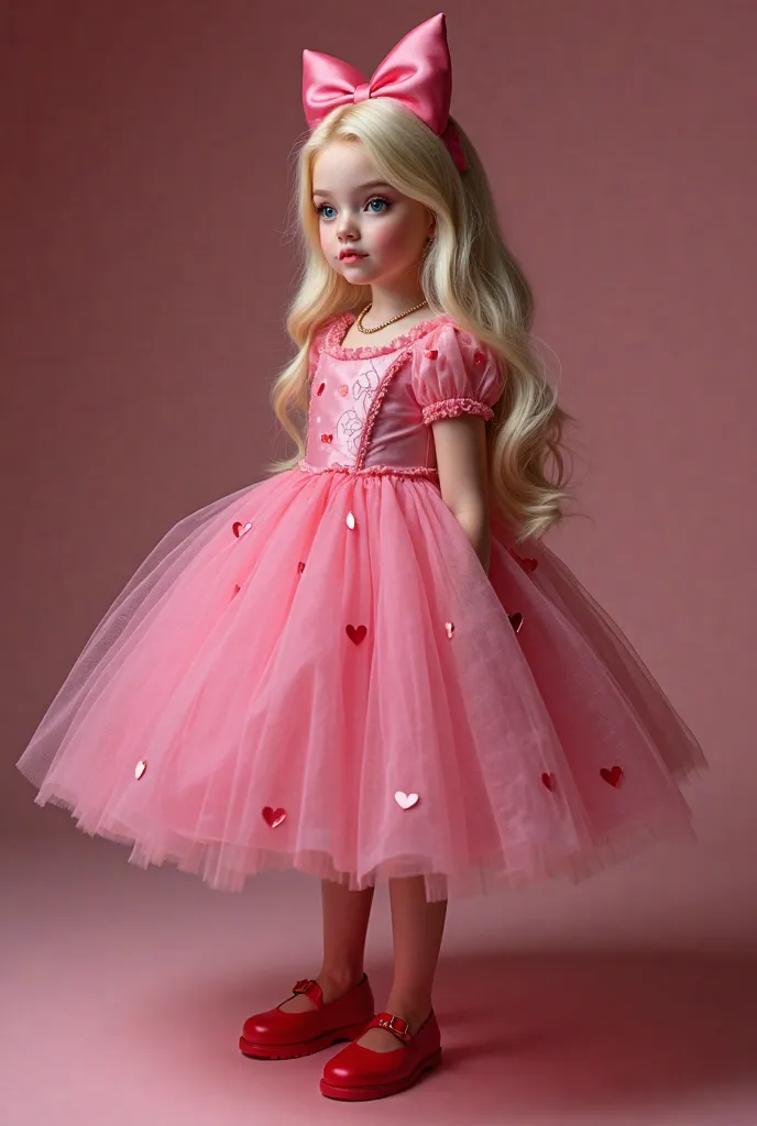 a close up of a woman in a pink dress and red shoes, a photo inspired by Peter Alexander Hay, trending on cg society, happening, ever after high, costume design made with love, belle delphine, queen of hearts, the queen of hearts, pink iconic character, al...