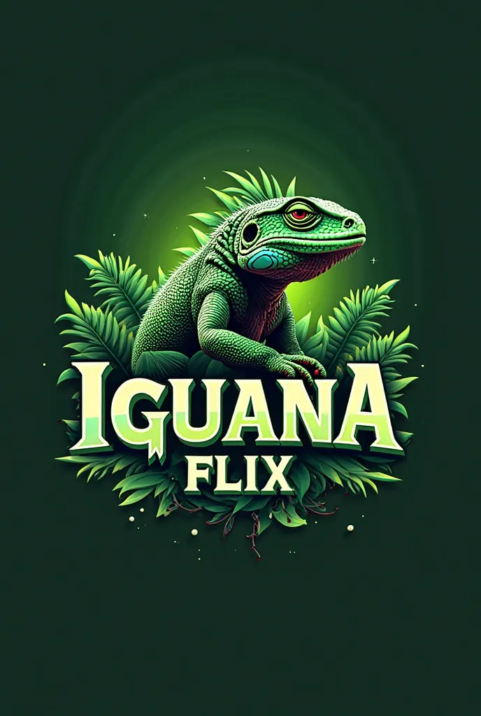 Create logos containing green colors with the name spelled Iguana Flix