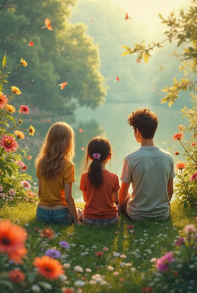 A man and two women friends watching the flora 