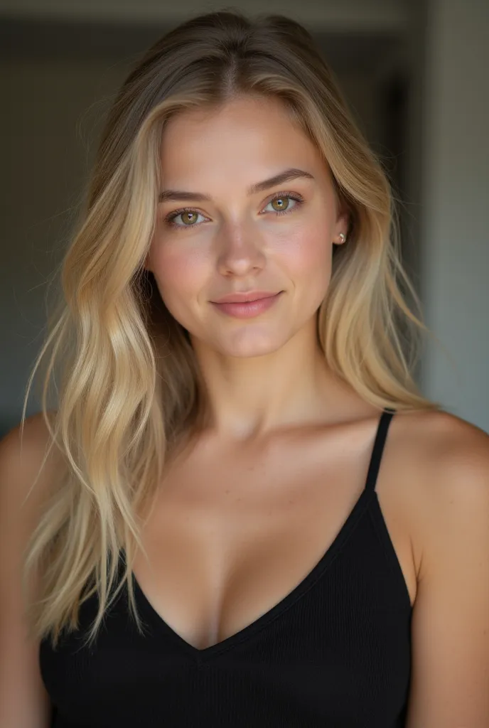 Beautiful hot cute petite young adult German Russian female, 21 years old, light blonde hair, light skin, medium length wavy hair, brown eye color, full body, 8k detail, ultra realistic face, ultra quality, ultra photorealistic, 8k skin detail, casual blac...