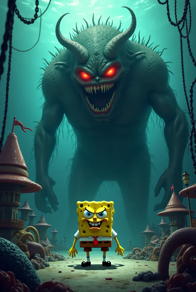 Evil SpongeBob dominating the bikini slit