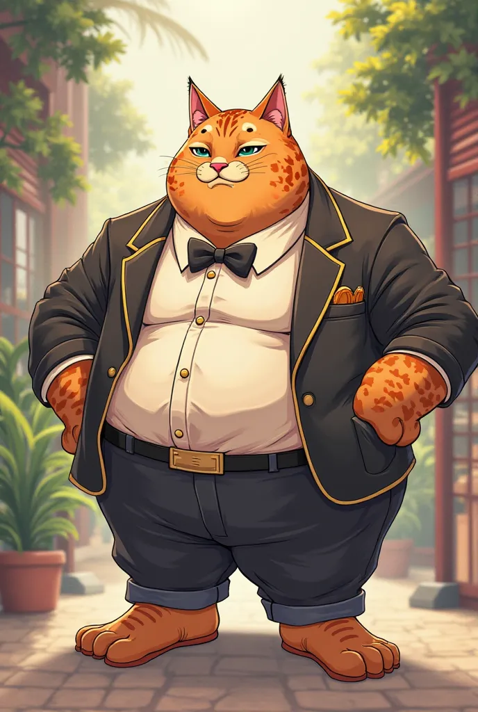 anime style, man, Asian, The body is tabby and big, has an old money and cute style