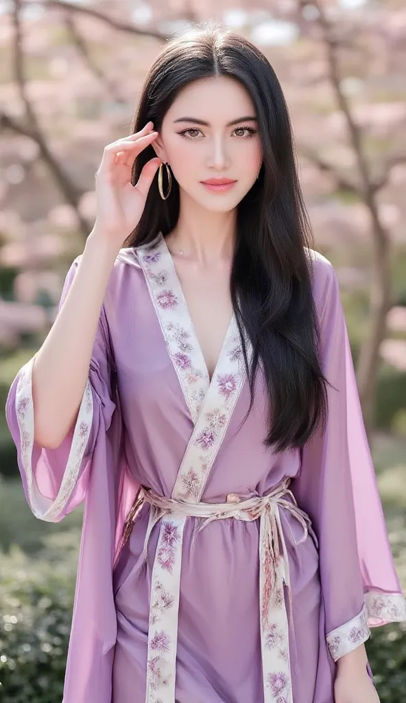 Full body photo of A beautiful Chinese-Spanish mixed-race , 1 person, 20 years old, long hair, (black hair color:1.2), milky white skin with a natural blush, pink make-up color, eyeshadow make-up, eyeliner make-up, mascara make-up, blush make-up, lipstick ...