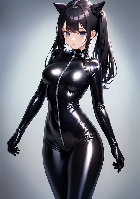 BLACK PVC CATSUIT GIRL