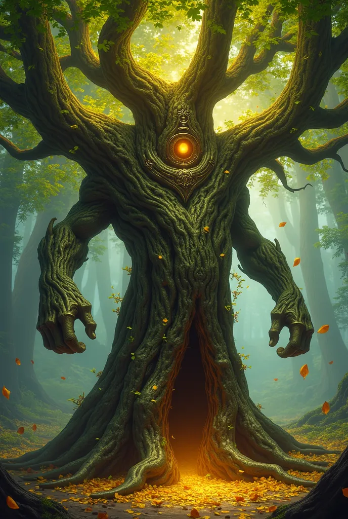 Treant Guardian — The Watchtower of the Trees

An immense living tree, with a twisted trunk and eyes as deep as ancient roots. Its bark is studded with shiny runes, that light up with energy whenever it moves. Its roots can extend like tentacles, and its b...