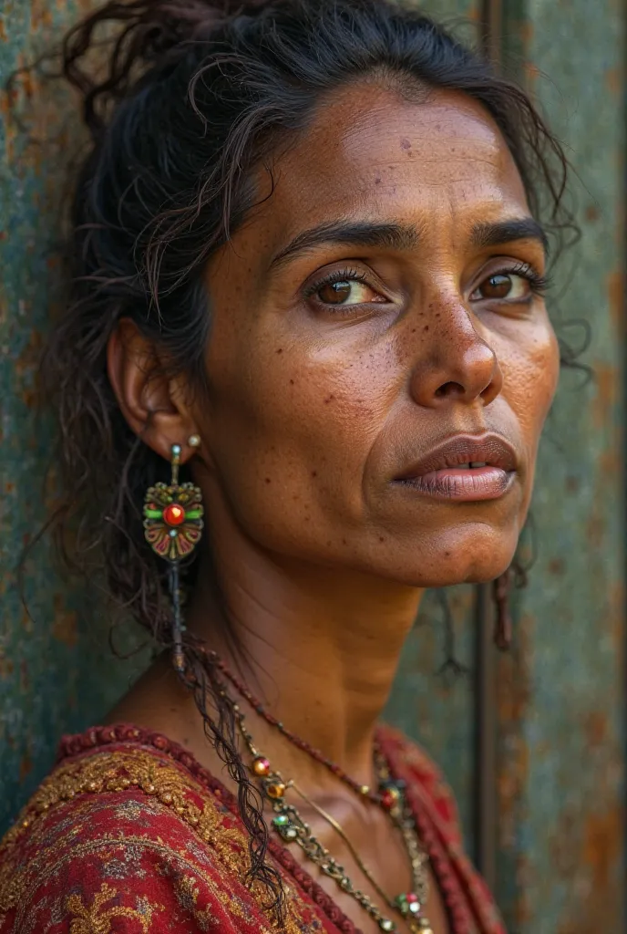 Face of an indigenous Honduran woman three-quarters position