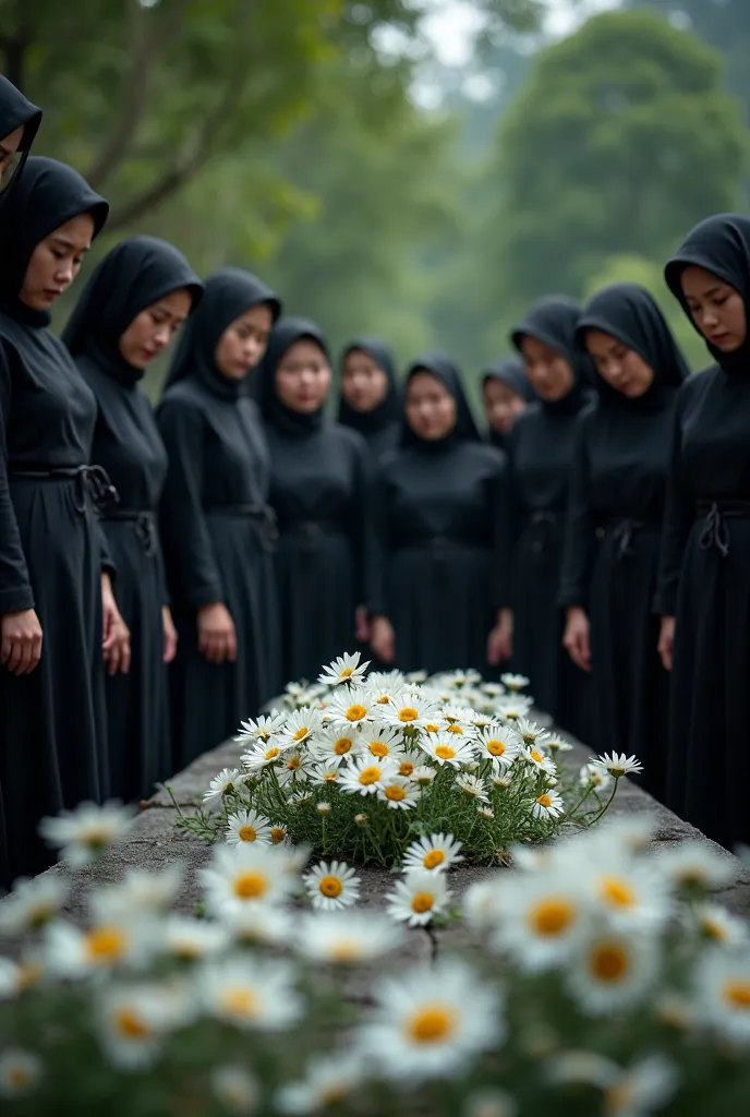 People visited the grave of Sister Vo Thi Sao in a solemn atmosphere and held white daisies placed on her grave and in memory of Vo Thi Sao