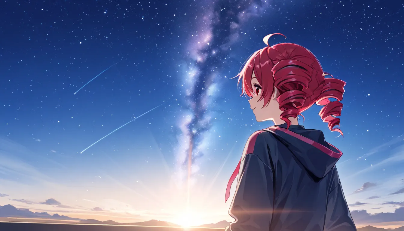 On a clear day, Kasane Teto stands on the stars in a magnificent and fantastical space.