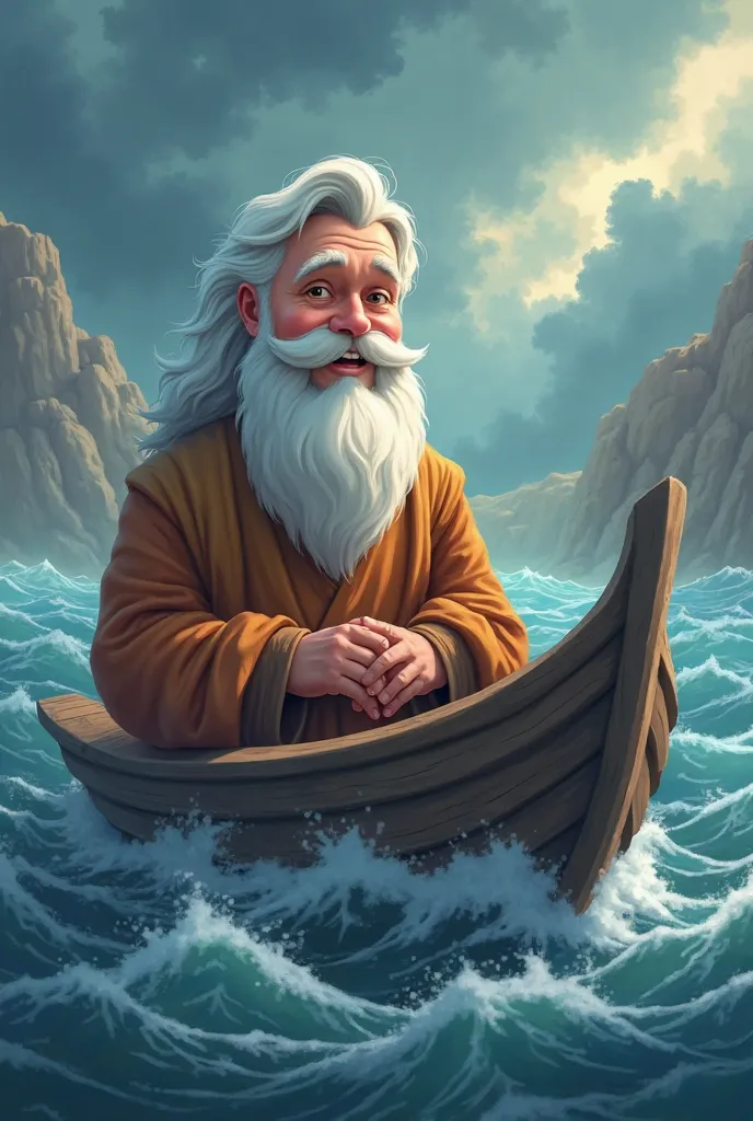 make a video based on the following text, which is part of the story " Noah's Ark" style in which he talks about a man with a beard and white hair who builds an ark to protect all the animals from a great flood that God announced to him:"Finally,  The day ...