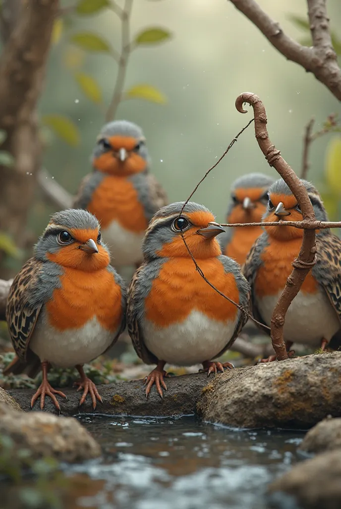  image: Robins with a makeshift bow and some dams.