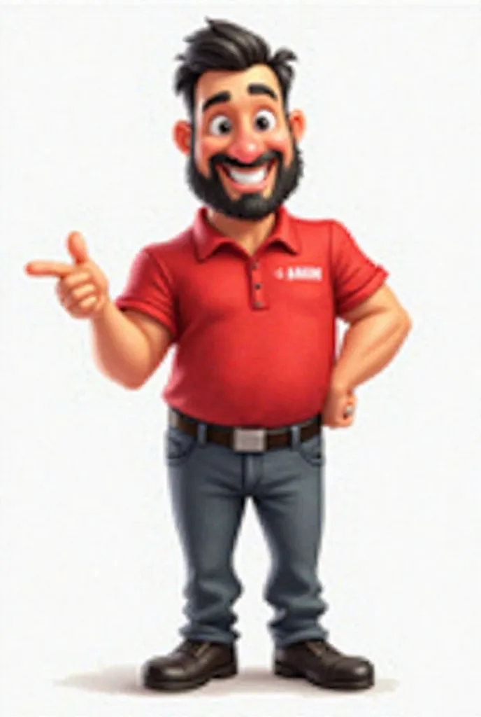 Create a high-quality, mascot-style cartoon caricature of a middle-aged man with short black hair, a well-groomed beard, and a friendly smile. His head is slightly larger than normal, with expressive eyes and exaggerated facial features for a fun and appro...