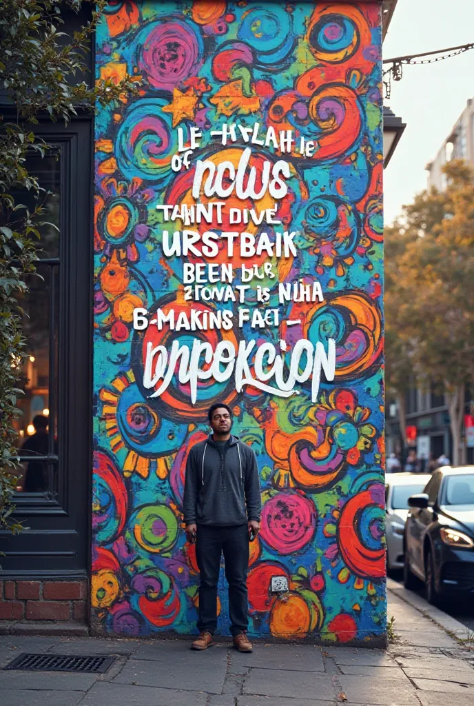 Create a image of colourful wall and mention a quote on it and the quote is "Time Transforms us we don't even realize when and how we changed" and also mention the year that is 2024