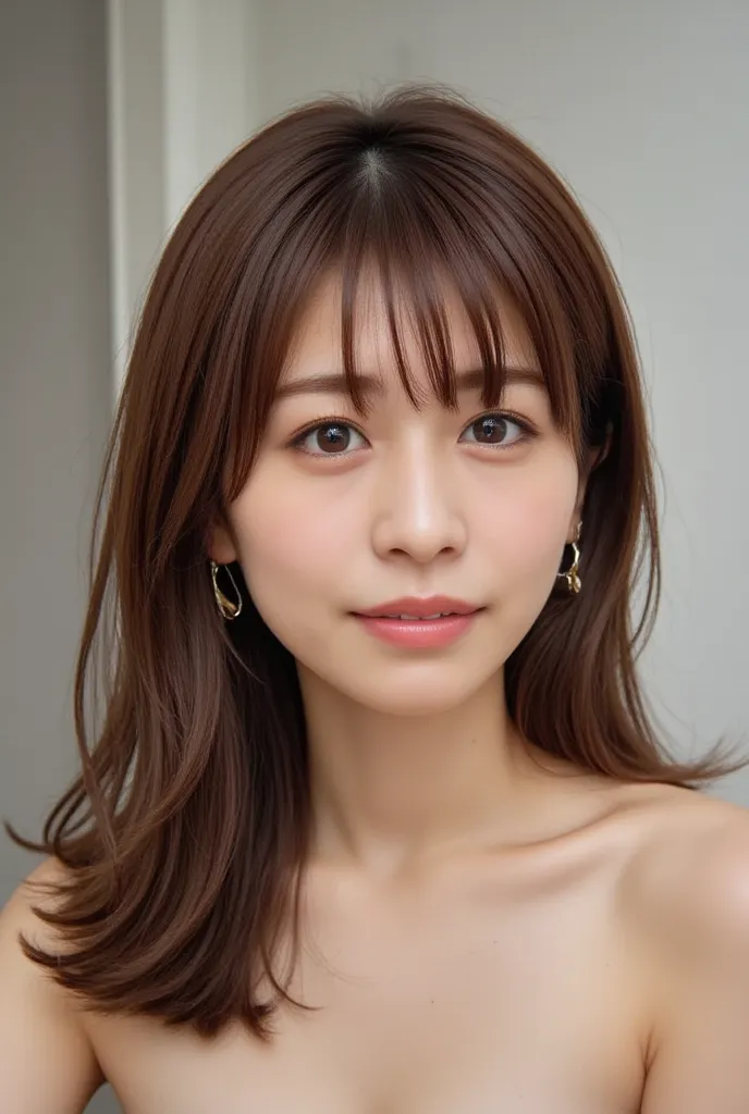    girl、{{   My eyes are shining   、smile、    Wavy Hair with Movement }:1.4}、、 {{very clear and delicate light brown eyes}}、( :1.2), (   RAW photo, highest qualそれy), (     nudes:1.4),    table top,      Extremely Delicate and Beautiful  ,    very detailed,...