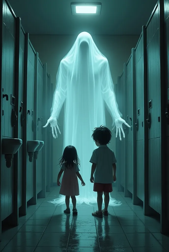 Ghost frightens two first-graders in the school toilet.