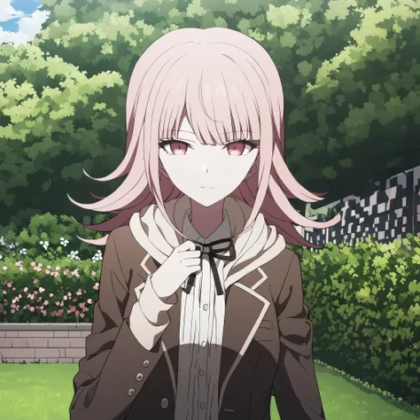 High quality,wallpaer, Chiaki Nanami, danganronpa, pink hair, pink eyes, Garden