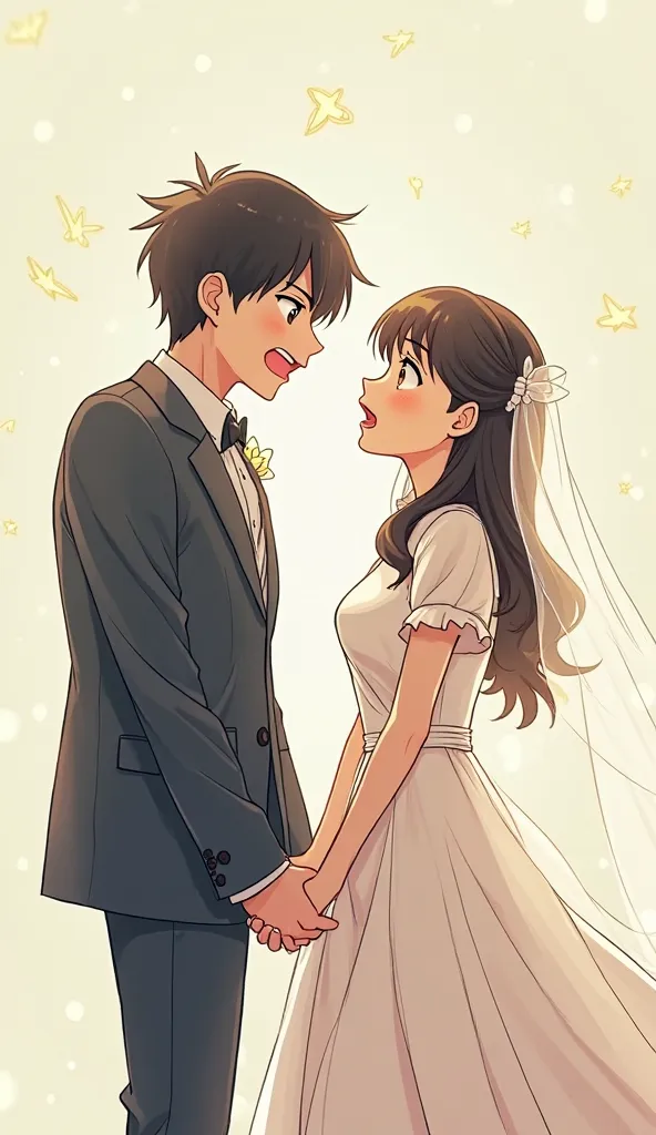 The bride and groom　 open his big mouth 　Desperately　I'm looking for a marriage partner　Another　anime illustration