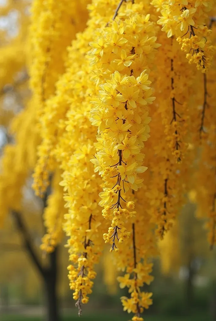 Realistic close-up photo of Gloden Shower tree 