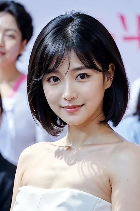 black hair short hair、Age 35、I can see my cleavage、 woman dressed in white , Closeup of Tsuyu , Beautiful Korean Woman Wearing Black Hair, Gorgeous Young Korean Women, Cute Korean Actresses,  Nam Jae-yeon, Korean idol portraits,  Jung Hwa-choi , beautiful ...