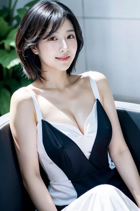 black hair short hair、Age 35、I can see my cleavage、 woman dressed in white , Closeup of Tsuyu , Beautiful Korean Woman Wearing Black Hair, Gorgeous Young Korean Women, Cute Korean Actresses,  Nam Jae-yeon, Korean idol portraits,  Jung Hwa-choi , beautiful ...