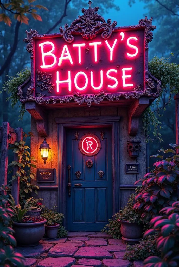 Written neon sign" Batty’s house 73865291