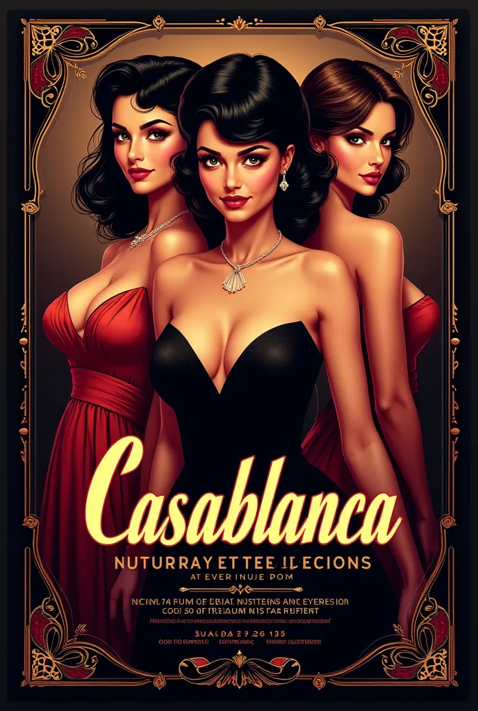 Create a flyer with beautiful women written “Casablanca” for nightclub 