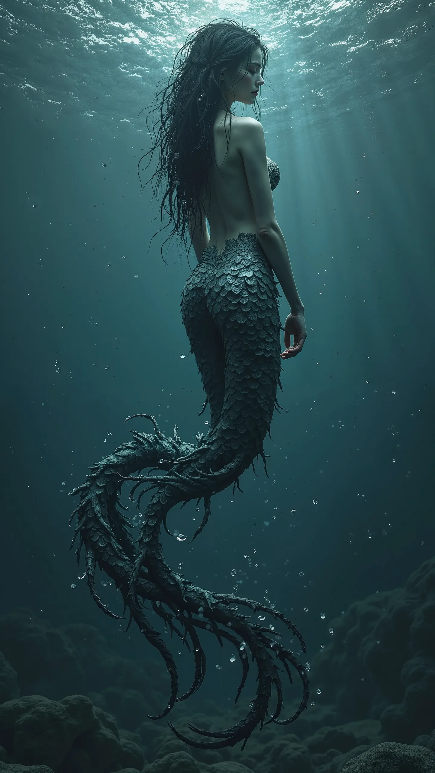 in a parallel world where darkness dominates the depths Legends spread like storm waves. A nation of legendary mermaids ruled the water without mercy or compassion..

These nymphs were known for their harsh features. Their skin is pale blue, covered with s...