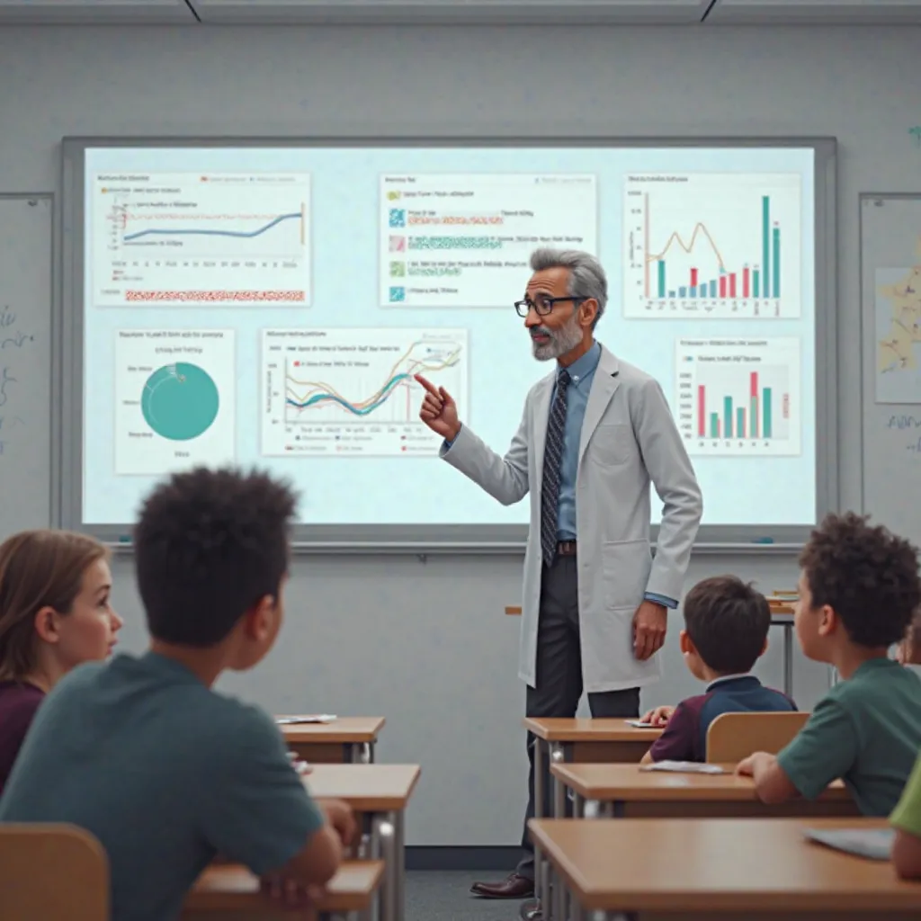 (Dr. Mohammed is showing information on ren's screen time on the board)