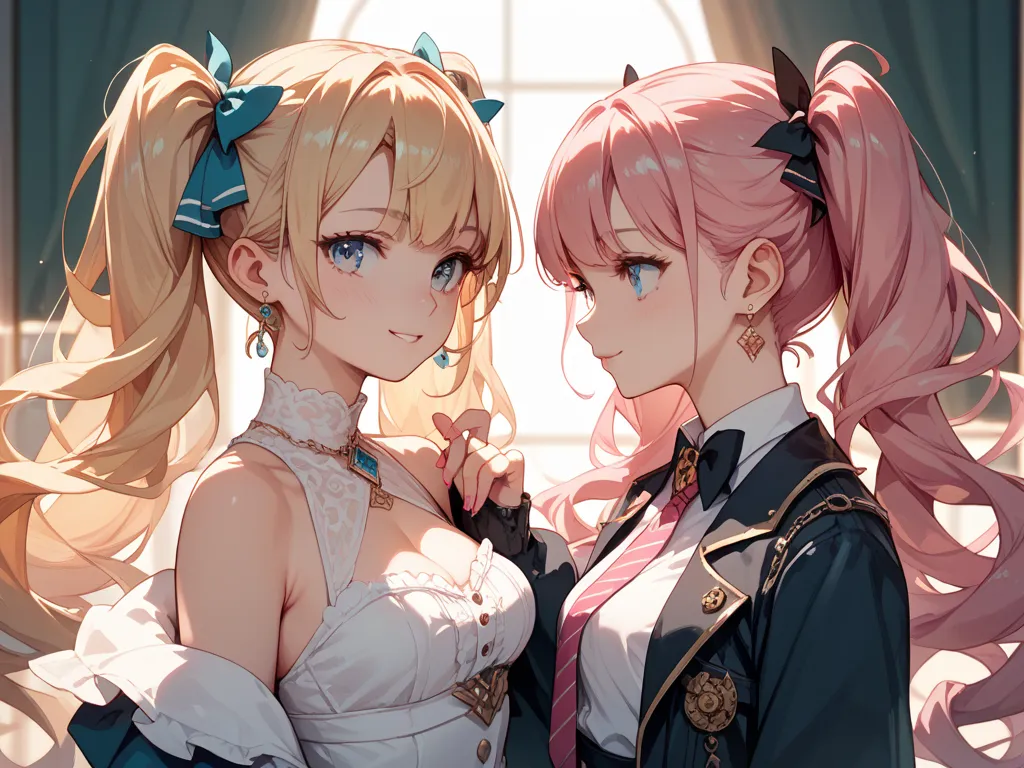 TWO GIRLS、Pink Haired Twin Tails and Blonde Twin Tails