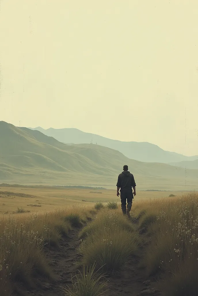 a man walking, a far distance from the front view, 