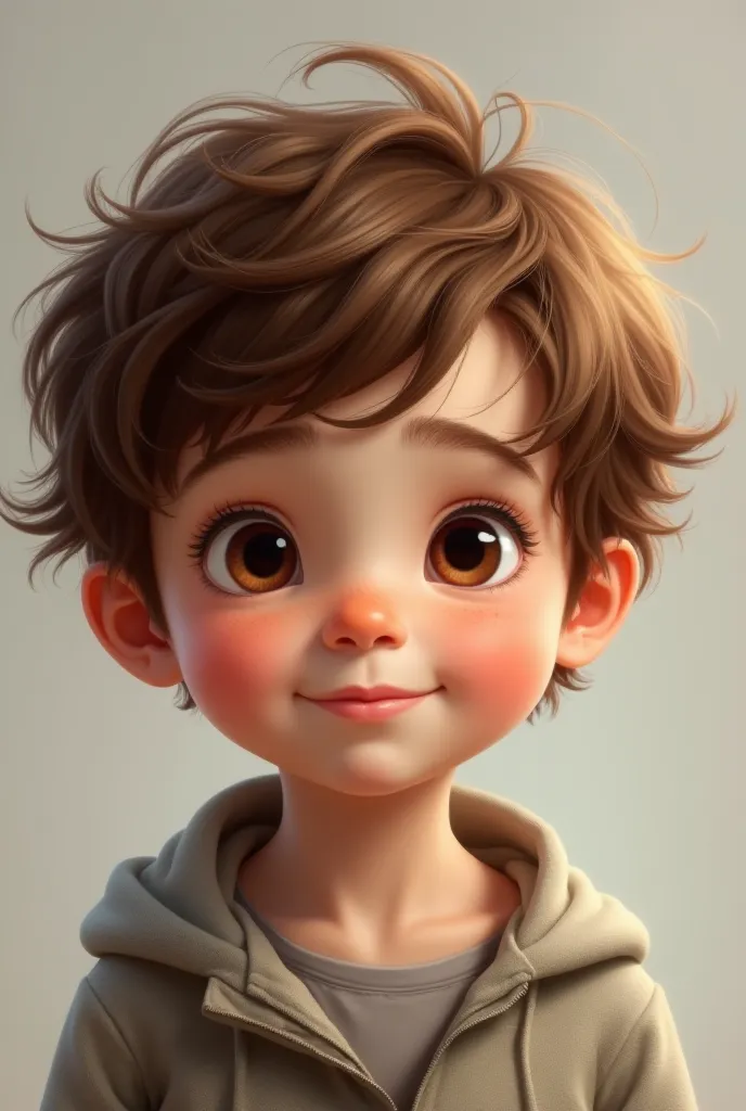 Realistic four-year-old boy with brown hair 