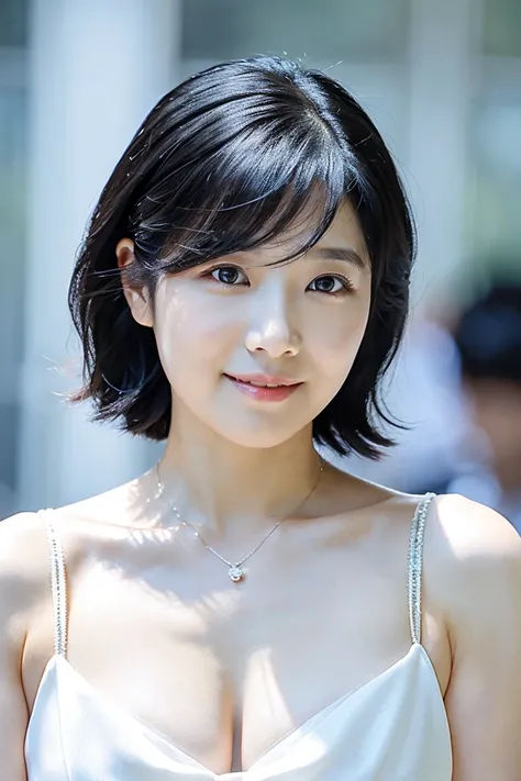 black hair short hair、Age 35、I can see my cleavage、 woman dressed in white , Closeup of Tsuyu , Beautiful Korean Woman Wearing Black Hair, Gorgeous Young Korean Women, Cute Korean Actresses,  Nam Jae-yeon, Korean idol portraits,  Jung Hwa-choi , beautiful ...