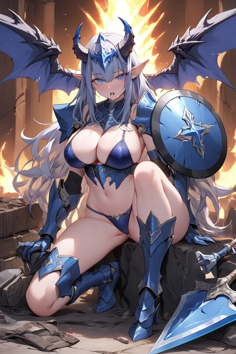 armor、disaster々scary GOLD aura、sex、fellatio、cowgirl、missionary position、doggy style from mi、 penis、dragon dick、disaster々shitty aura、、fighting spirit、disaster々heavy fighting spirit、 blue、 blue skin、Big Axe、dragon axe、orihalcon shield、orihalcon armor、 Elf Ea...