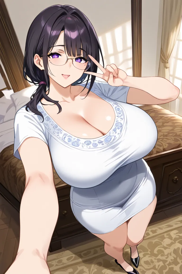 (male adult), (Mature face), (older woman), (POV from above), (Big breasts), (very big breasts), ( thick thighs ), (Voluptuous body), (extremely Voluptuous body), (better quality: 1.5), (masterpiece: 1.5), (2.5D), (good definition), (detailed eyes), (detai...