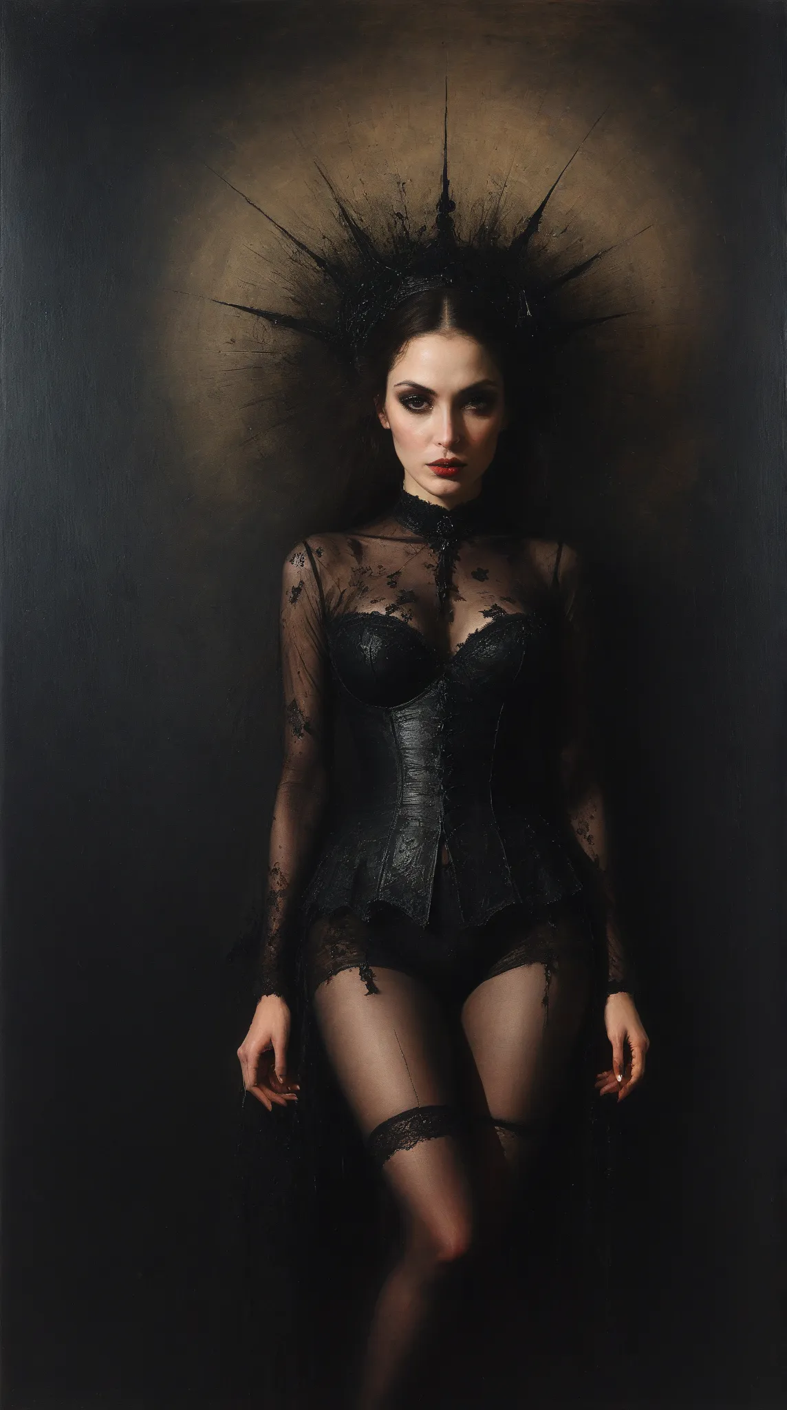 James Gurney,  surrealist art  ,  detailed,Gothic but very beautiful， masterpiece, highest quality, Nicola Samori style , sexy women，Tights