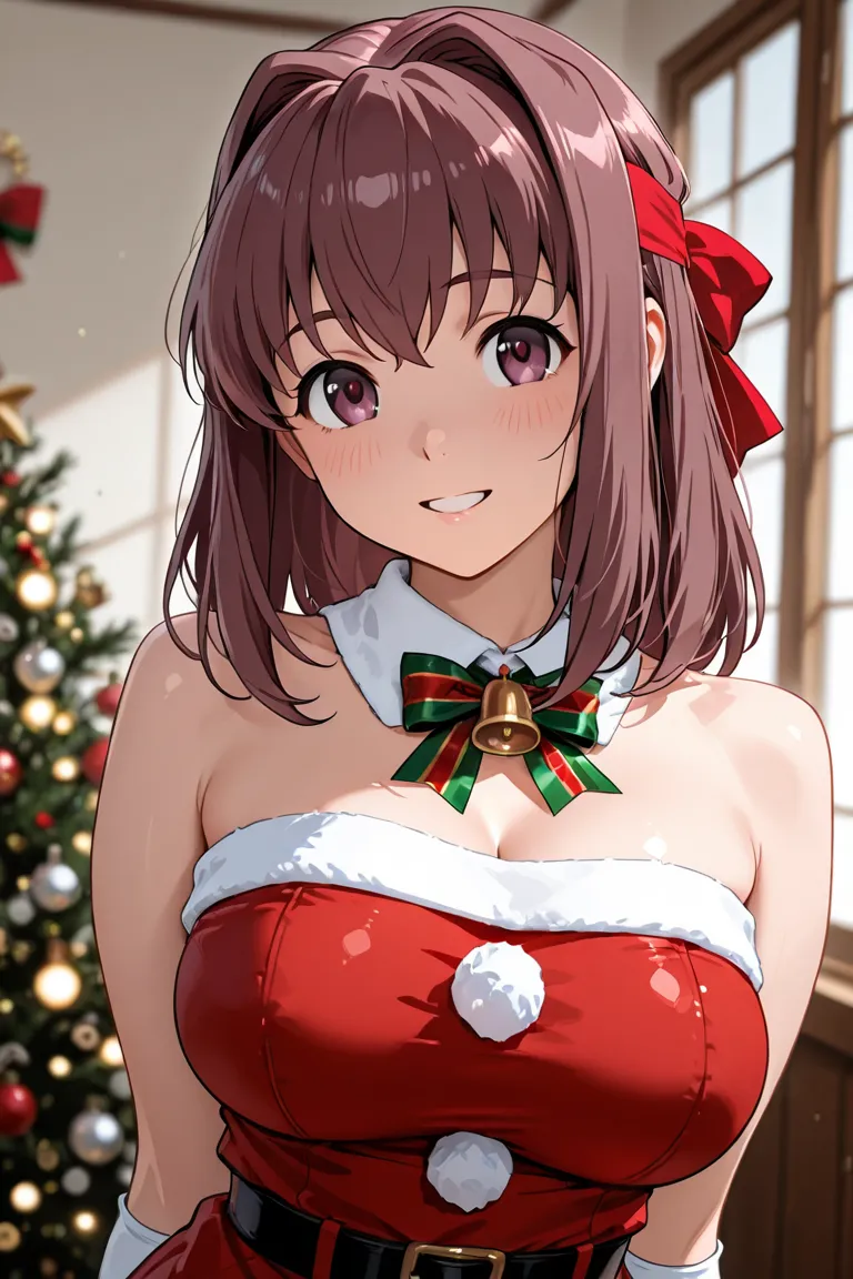 I'm watching Kondou Taeko ,santa costume, 1girl ,Alone,