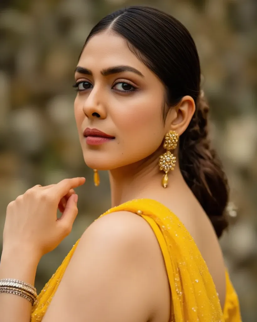 araffe woman in a yellow sari posing for a picture, indian, wearing yellow croptop, traditional beauty, navel, very seductive pose, sari, attractive pose, dressed in a low hip  sari, very sexy pose, ad image, with yellow cloths, showing her curvey waist ,d...