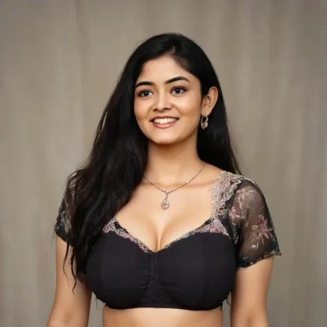 Copy of 25 year girl ,Top down view, lying in bed,sexy realistic selfie, Black(((lingerie))), (((selfie point of view))), fleshy body, ultrarealsitic, raw photo, close up, indoor, night, fleshy body, at home , no blur, mess shaggy free hair, beautiful godd...
