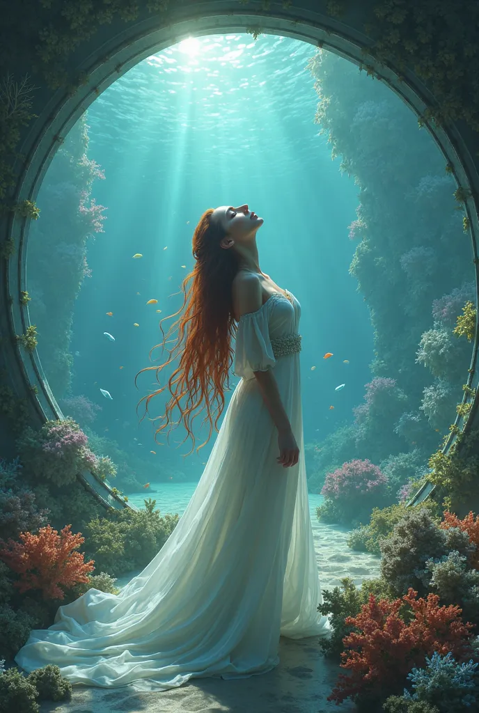 Alexandra Aisling In Her underwater dwelling apartment, looking out her circular windows as she stretches and yawns and lays down for the night.