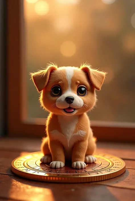 Create my cryptocurrency with the name Café and use a puppy as a symbol in the center of the coin and let the coin be around brown and shine with a resolution of 500 by 500