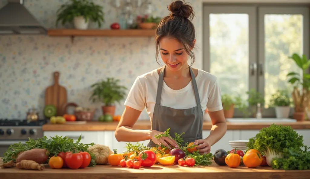 Woman preparing healthy food